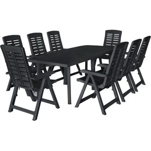 vidaXL 985573 Outdoor Furniture Set - Anthracite Plastic 8 Seats vidaXL 985573 Outdoor Furniture Set - Anthracite Plastic 8 Seats