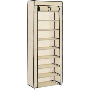 vidaXL Shoe Cabinet with Cover Cream White - 8-tier Storage Rack vidaXL Shoe Cabinet with Cover Cream White - 8-tier Storage Rack