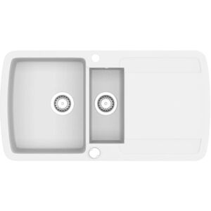 vidaXL Granite Kitchen Sink Double Basins White - Kitchen Sink vidaXL Granite Kitchen Sink Double Basins White - Kitchen Sink