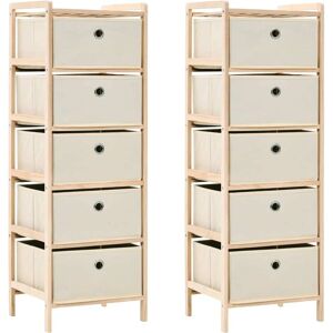 vidaXL Wicker Chest of Drawers 2 pcs with 5 Fabric Baskets - Storage Racks vidaXL Wicker Chest of Drawers 2 pcs with 5 Fabric Baskets - Storage Racks