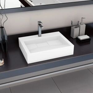 vidaXL White Mineral Cast Bathroom Sink - 60x38x11cm Wash Basin vidaXL White Mineral Cast Bathroom Sink - 60x38x11cm Wash Basin