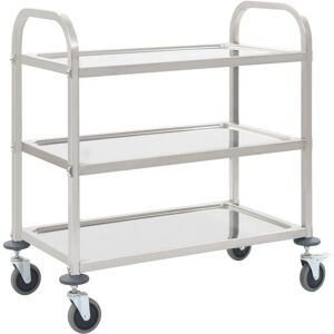 vidaXL Carrello da Cucina a 3 Livelli - Acciaio Inox - Argento - 95x45x83.5 cm vidaXL Carrello da Cucina a 3 Livelli - Acciaio Inox - Argento - 95x45x83.5 cm