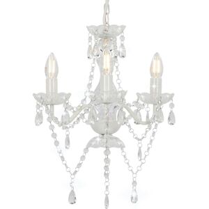 vidaXL White Beaded Chandelier - Elegant 3-Light Fixture - Chandelier vidaXL White Beaded Chandelier - Elegant 3-Light Fixture - Chandelier