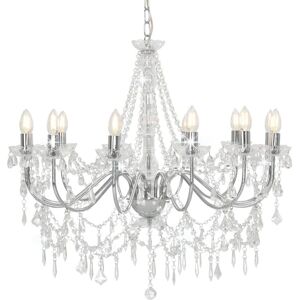 vidaXL Silver Beaded Chandelier - 12 E14 Bulbs - Ceiling Light vidaXL Silver Beaded Chandelier - 12 E14 Bulbs - Ceiling Light