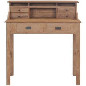 vidaXL Solid Teak Wood Desk 90cm Office Computer Reading Writing Work Table - Desk vidaXL Solid Teak Wood Desk 90cm Office Computer Reading Writing Work Table - Desk