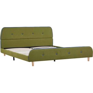 vidaXL Bed Frame Green Fabric 140x200cm Upholstered Double Bedroom Furniture vidaXL Bed Frame Green Fabric 140x200cm Upholstered Double Bedroom Furniture