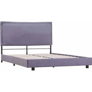vidaXL Bed Frame Light Grey Fabric 140x200cm Upholstered Double Bed - Bed Frame vidaXL Bed Frame Light Grey Fabric 140x200cm Upholstered Double Bed - Bed Frame