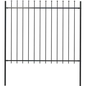 vidaXL Garden Fence with Spear Top Steel 1.7x1.5 m Black - Garden Fence vidaXL Garden Fence with Spear Top Steel 1.7x1.5 m Black - Garden Fence
