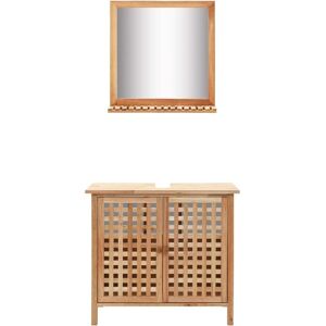 vidaXL Walnut Wood Sink Cabinet with Mirror - Bathroom Furniture Set vidaXL Walnut Wood Sink Cabinet with Mirror - Bathroom Furniture Set