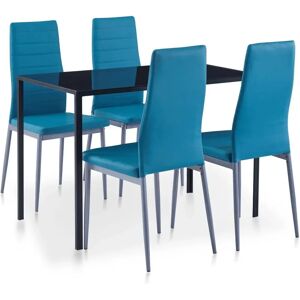 VidaXL 281703 Modernes Küchen-/Esszimmer-Set - Glas & Leder VidaXL 281703 Modernes Küchen-/Esszimmer-Set - Glas & Leder