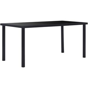 vidaXL Black 160x80cm Tempered Glass Dining Table - Dining Table vidaXL Black 160x80cm Tempered Glass Dining Table - Dining Table