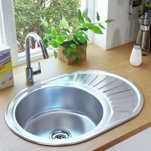 vidaXL Stainless Steel Kitchen Sink with Strainer - Single Basin vidaXL Stainless Steel Kitchen Sink with Strainer - Single Basin