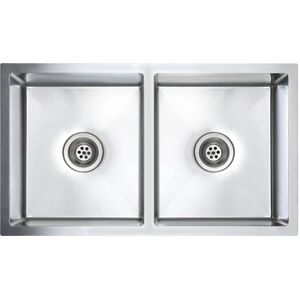 vidaXL Handmade Stainless Steel Double Kitchen Sink - Kitchen Sink vidaXL Handmade Stainless Steel Double Kitchen Sink - Kitchen Sink