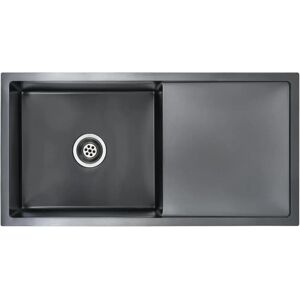 vidaXL Fregadero de Cocina Hecho a Mano Acero Inoxidable Negro - 87x44x20 cm vidaXL Fregadero de Cocina Hecho a Mano Acero Inoxidable Negro - 87x44x20 cm