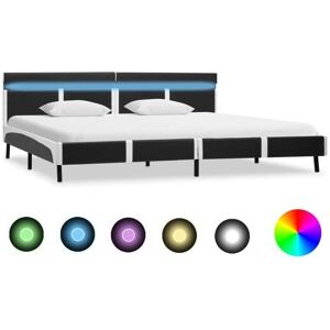 vidaXL Cadru de pat cu LED din piele sintetică gri 180×200 cm - Cadru de pat vidaXL Cadru de pat cu LED din piele sintetică gri 180×200 cm - Cadru de pat