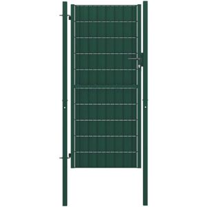 vidaXL Schuttingpoort PVC en staal 100x204 cm Groen - Poort voor tuin vidaXL Schuttingpoort PVC en staal 100x204 cm Groen - Poort voor tuin