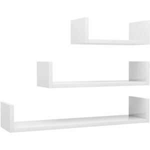 vidaXL Wall Shelf 3 pcs High Gloss White Engineered Wood - Wall Shelf vidaXL Wall Shelf 3 pcs High Gloss White Engineered Wood - Wall Shelf