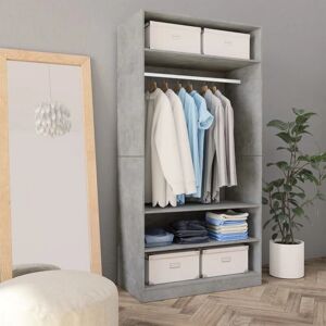 vidaXL Concrete Grey Wardrobe 100x50x200cm Engineered Wood Clothing Cabinet vidaXL Concrete Grey Wardrobe 100x50x200cm Engineered Wood Clothing Cabinet