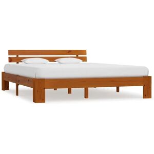 MAISONCHIC Brown Pine Wood Bed Frame - 160x200 cm - Bed Frame MAISONCHIC Brown Pine Wood Bed Frame - 160x200 cm - Bed Frame