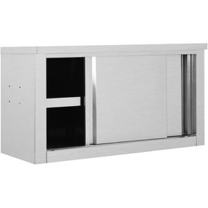vidaXL Wandhängeschrank mit Schiebetüren 90x40x50 cm Edelstahl - Wandhängeschrank vidaXL Wandhängeschrank mit Schiebetüren 90x40x50 cm Edelstahl - Wandhängeschrank