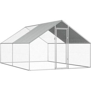 VidaXL Outdoor Chicken Cage - 4m Galvanised Steel Grey Roof Coop VidaXL Outdoor Chicken Cage - 4m Galvanised Steel Grey Roof Coop