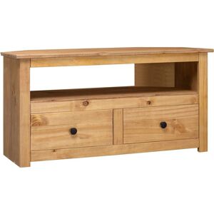vidaXL Solid Pine Wood Corner TV Cabinet with 2 Drawers - TV cabinet vidaXL Solid Pine Wood Corner TV Cabinet with 2 Drawers - TV cabinet