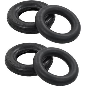 vidaXL 4 pcs. Wheelbarrow Tire and Tube Set - Heavy-duty rubber, Black, 3.50-8 vidaXL 4 pcs. Wheelbarrow Tire and Tube Set - Heavy-duty rubber, Black, 3.50-8