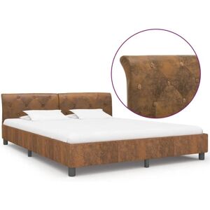 vidaXL Cadre de Lit - Daim Marron 160x200 cm - Cadre de lit vidaXL Cadre de Lit - Daim Marron 160x200 cm - Cadre de lit