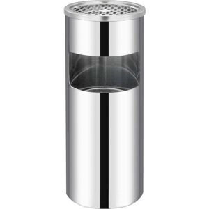 vidaXL Mülleimer mit Aschenbecher 30 L Edelstahl Silber - Mülleimer vidaXL Mülleimer mit Aschenbecher 30 L Edelstahl Silber - Mülleimer