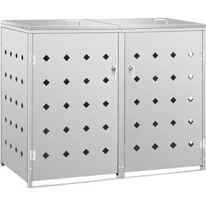 vidaXL Double Wheelie Bin Shed 240L Stainless Steel Garbage Bin Box Outdoor vidaXL Double Wheelie Bin Shed 240L Stainless Steel Garbage Bin Box Outdoor