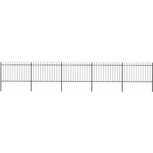 vidaXL Garden Fence with Spear Top Steel 8.5x1.2 m Black vidaXL Garden Fence with Spear Top Steel 8.5x1.2 m Black