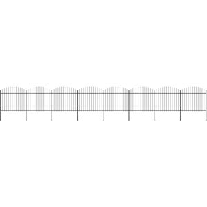vidaXL Garden Fence with Lance Tips Steel (1.5-1.75) x 13.6 m Black - Garden Fence vidaXL Garden Fence with Lance Tips Steel (1.5-1.75) x 13.6 m Black - Garden Fence