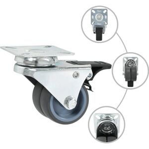 vidaXL Twin-wheel Swivel Caster with Double Brakes - Caster Wheels vidaXL Twin-wheel Swivel Caster with Double Brakes - Caster Wheels