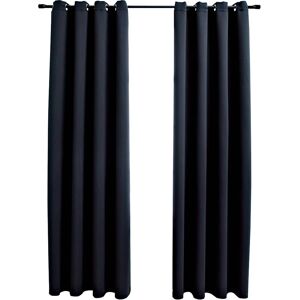 vidaXL Blackout Curtains with Metal Rings - 2 pcs - Black 140x175cm vidaXL Blackout Curtains with Metal Rings - 2 pcs - Black 140x175cm