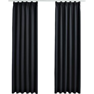 vidaXL Blackout Curtains with Hooks Black 225cm - Curtain Type vidaXL Blackout Curtains with Hooks Black 225cm - Curtain Type