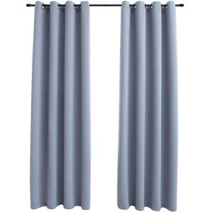 vidaXL 2x Blackout Curtains with Metal Rings Grey 140x225cm - Curtain vidaXL 2x Blackout Curtains with Metal Rings Grey 140x225cm - Curtain