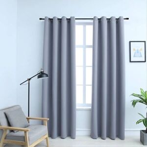 vidaXL Blackout Curtains with Metal Rings Grey 140x245cm - Curtain vidaXL Blackout Curtains with Metal Rings Grey 140x245cm - Curtain