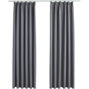 vidaXL 2x Blackout Curtains with Hooks Grey 140x175cm - Curtains vidaXL 2x Blackout Curtains with Hooks Grey 140x175cm - Curtains