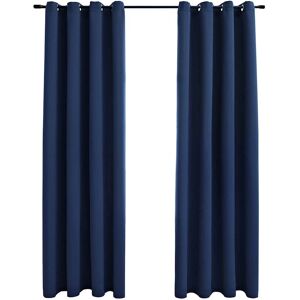 vidaXL 2x Blackout Curtains with Metal Rings Blue - Curtains vidaXL 2x Blackout Curtains with Metal Rings Blue - Curtains