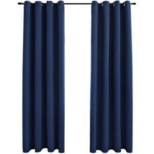 vidaXL 2x Blackout Curtains with Metal Rings Blue 140x225cm - Curtain vidaXL 2x Blackout Curtains with Metal Rings Blue 140x225cm - Curtain