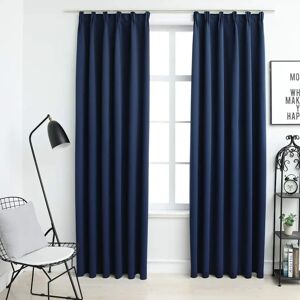 vidaXL Blue Blackout Curtains with Hooks 140x175cm - Curtains vidaXL Blue Blackout Curtains with Hooks 140x175cm - Curtains