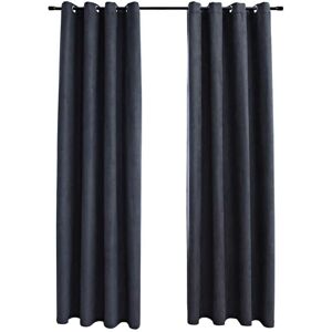 vidaXL 2x Blackout Curtains with Metal Rings Anthracite - Curtains vidaXL 2x Blackout Curtains with Metal Rings Anthracite - Curtains