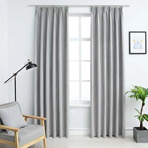 vidaXL 2x Blackout Curtains with Hooks Grey - Curtains vidaXL 2x Blackout Curtains with Hooks Grey - Curtains