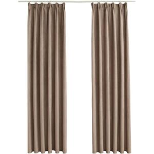 vidaXL 2x Blackout Curtains with Hooks Taupe - Curtains vidaXL 2x Blackout Curtains with Hooks Taupe - Curtains