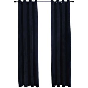 vidaXL 2x Blackout Curtains with Metal Rings Velvet Black 140x225cm - Curtain vidaXL 2x Blackout Curtains with Metal Rings Velvet Black 140x225cm - Curtain