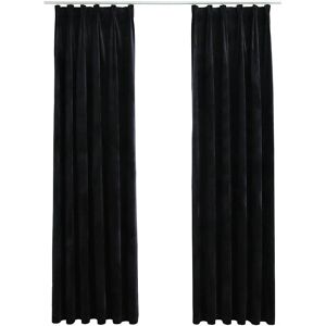 vidaXL Blackout Curtains 2 pcs with Hooks Velvet Black 140x245 cm - Curtains vidaXL Blackout Curtains 2 pcs with Hooks Velvet Black 140x245 cm - Curtains