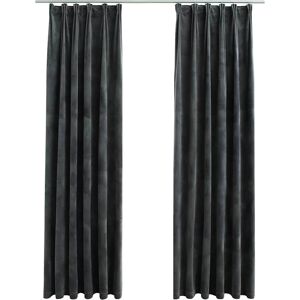 vidaXL 2x Blackout Curtains with Hooks Velvet Anthracite - Curtains vidaXL 2x Blackout Curtains with Hooks Velvet Anthracite - Curtains