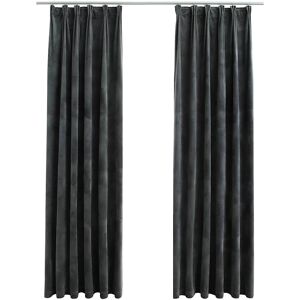 vidaXL 2x Blackout Curtains with Hooks Velvet Anthracite - Curtains vidaXL 2x Blackout Curtains with Hooks Velvet Anthracite - Curtains