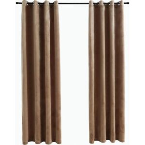 vidaXL Beige Velvet Blackout Curtains 2x 140x175cm vidaXL Beige Velvet Blackout Curtains 2x 140x175cm