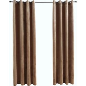 vidaXL 2x Beige Velvet Blackout Curtains 140x245cm - Curtains vidaXL 2x Beige Velvet Blackout Curtains 140x245cm - Curtains